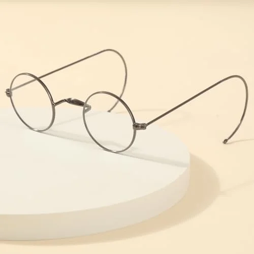 Agstum Retro Small Round Optical Rare Wire Rim Eyeglasses Frame (Gunmetal, 43) 4