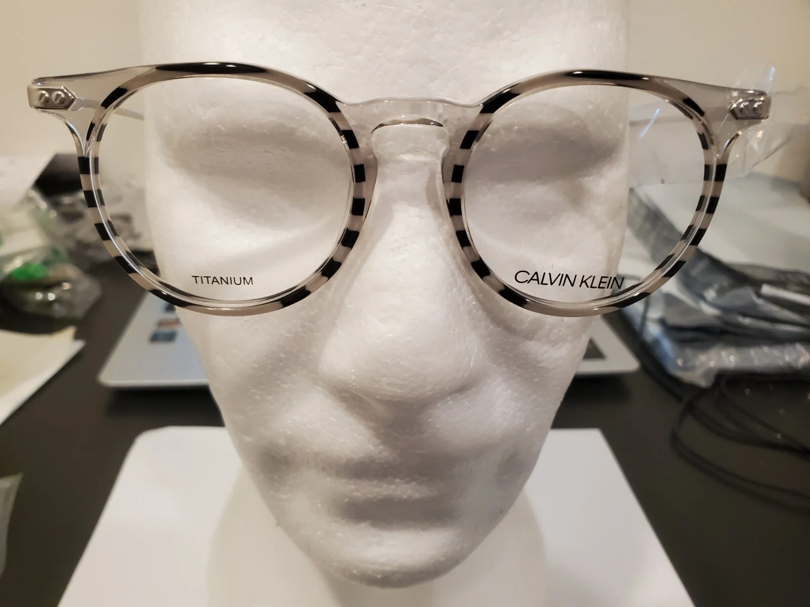 Calvin Klein CK18705 073 CRYSTAL SMOKE ROUND Eyeglasses 49-19-140MM NEW TITANIUM 2