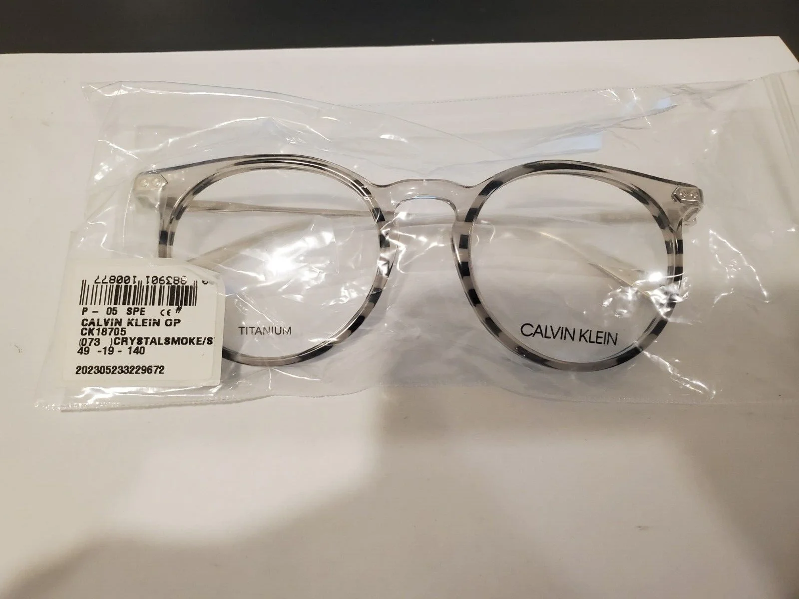Calvin Klein CK18705 073 CRYSTAL SMOKE ROUND Eyeglasses 49-19-140MM NEW TITANIUM 3