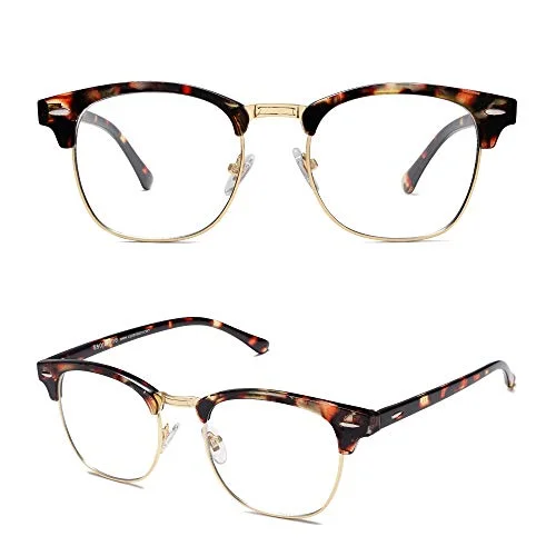 Gold & Wood Half-Rim Round Brown Wood Gold Eyeglasses 22287 2