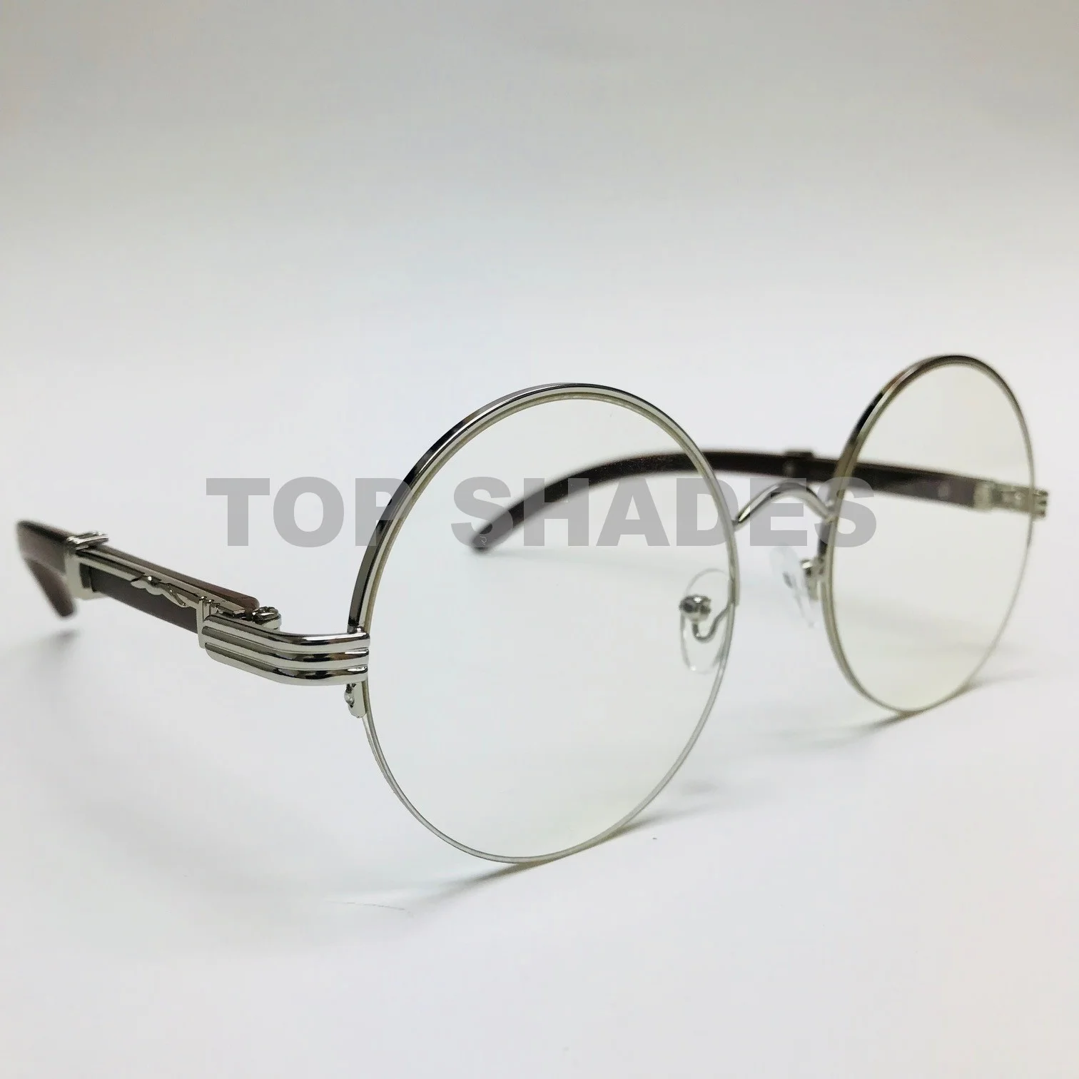 Mens Women Retro Round Clear Lens Gold Wood Frame Fashion Eye Glasses Designer 4