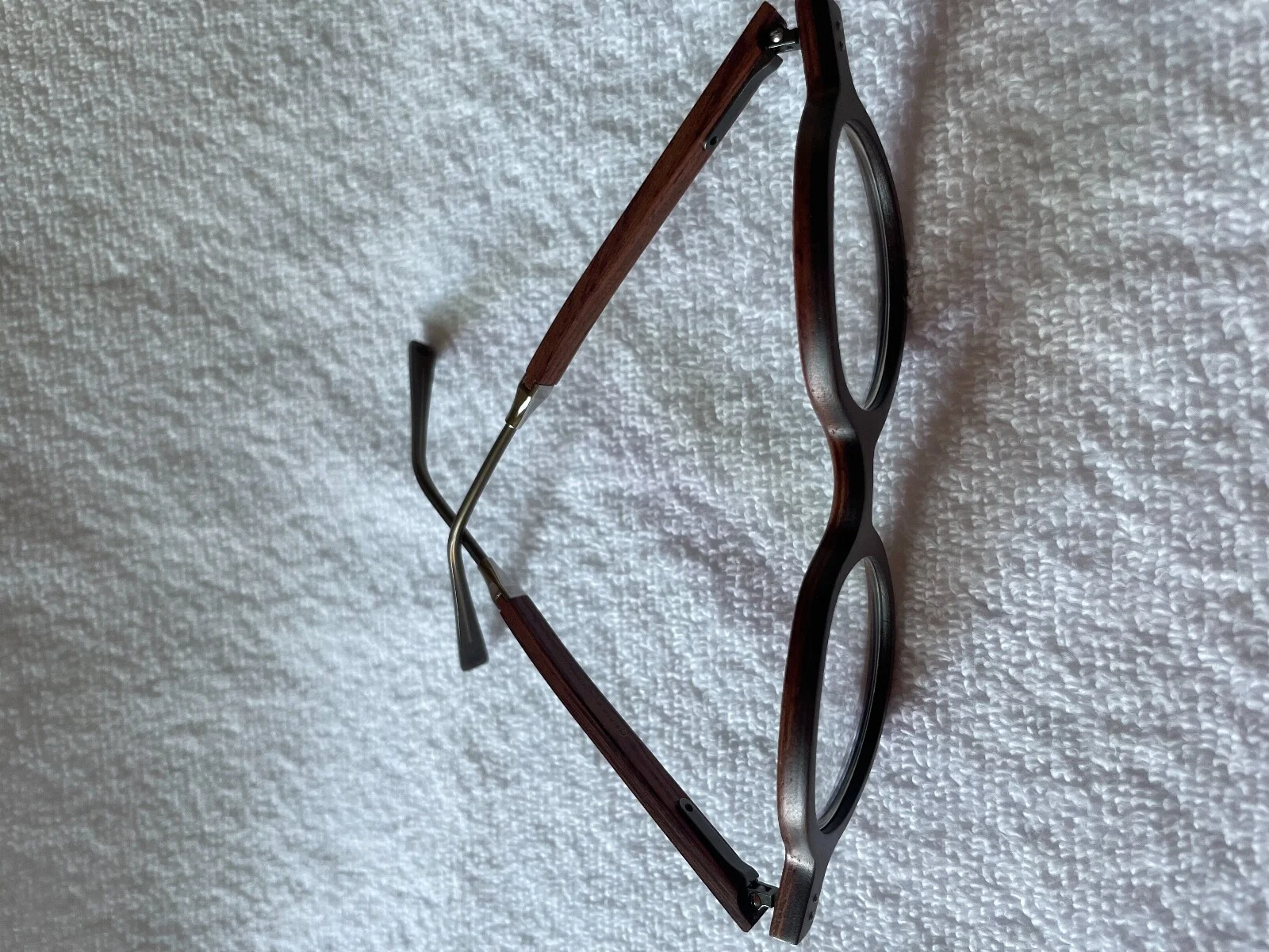 New Collector GOLD AND WOOD UNISEX ROUND EYEGLASSES 2