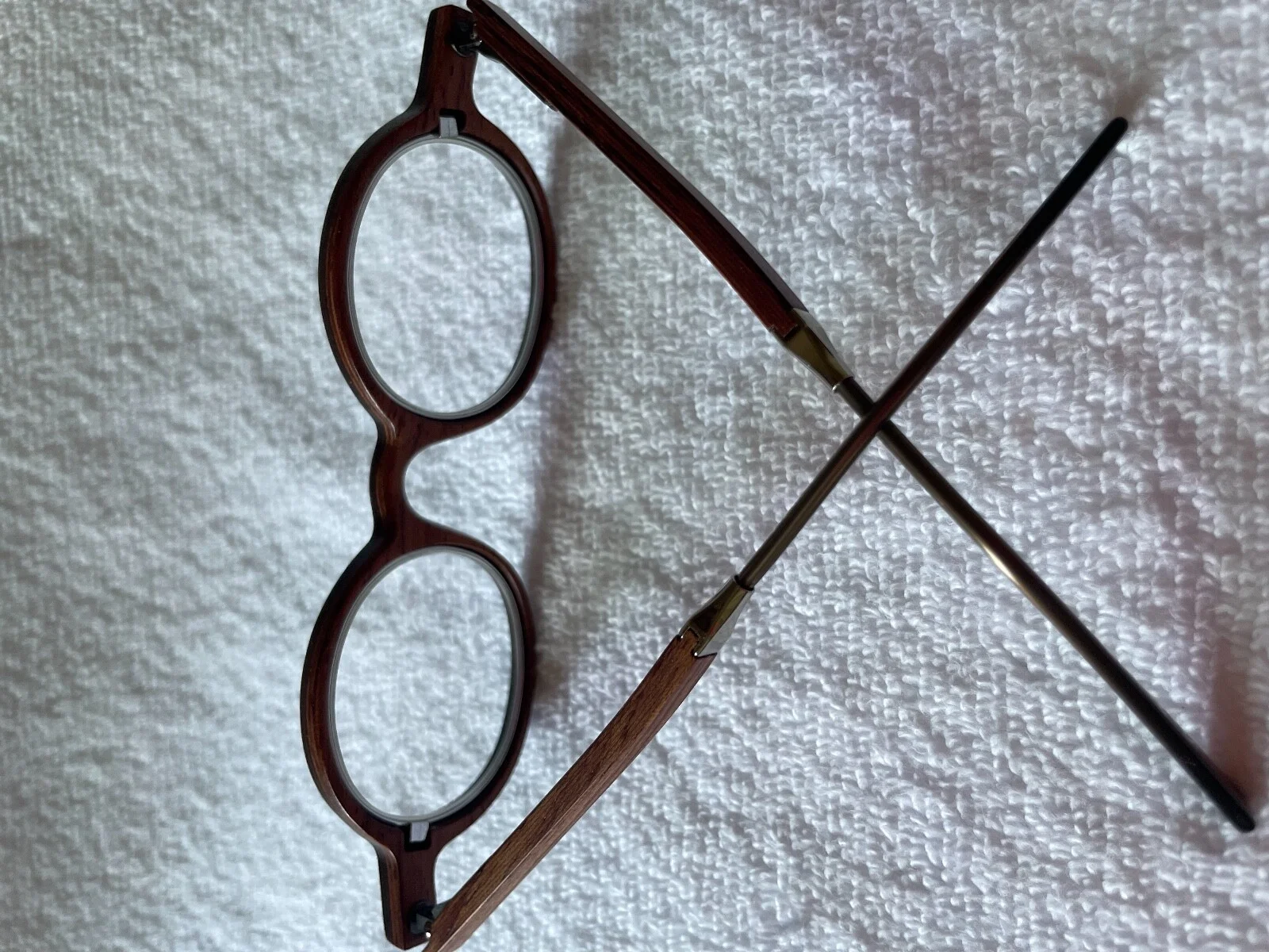 New Collector GOLD AND WOOD UNISEX ROUND EYEGLASSES 3