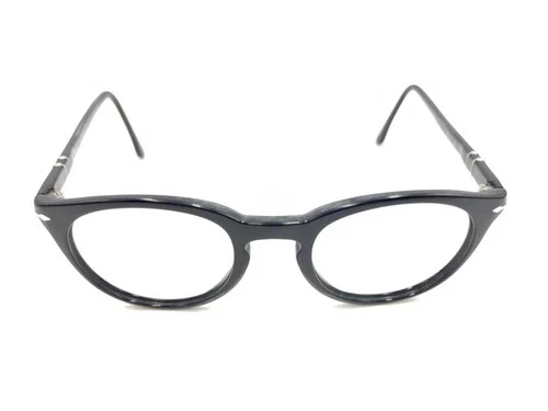 Persol Black Silver Round Eyeglasses Frames 48-21 145 Italy Designer Men Women 2