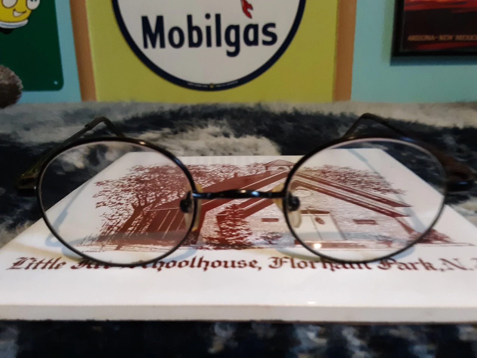 PRESCRIPTION ROUND EYEGLASSES (Used) Black Metal Frames John Denver LENNON SPECS