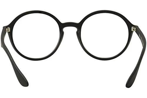 Ray-Ban RX7075 Round Prescription Eyeglass Frames, Rubber Black & Black/Demo Lens, 49 mm 4