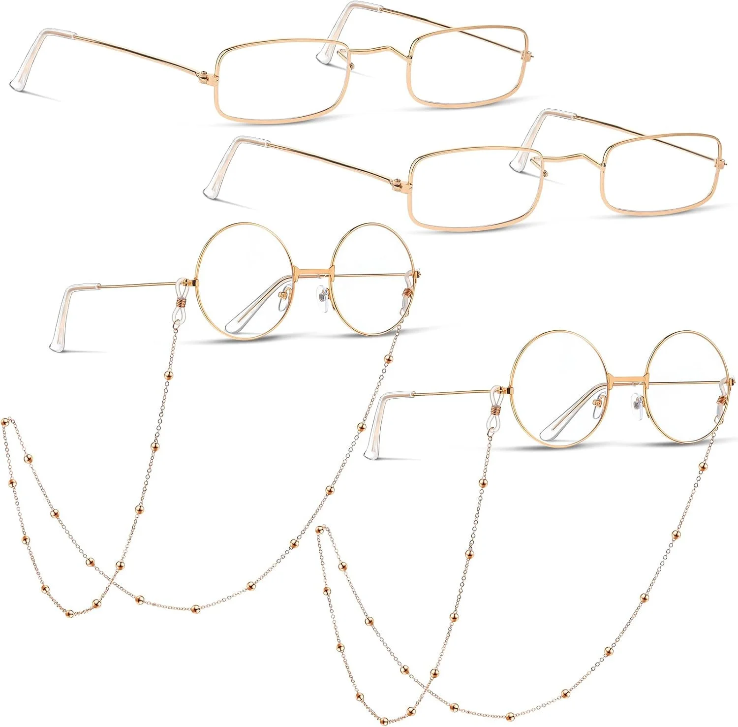 Round Circle Clear Lens Eye Glasses Gold Costume Moaning Myrtle Age 14+ Adult 2