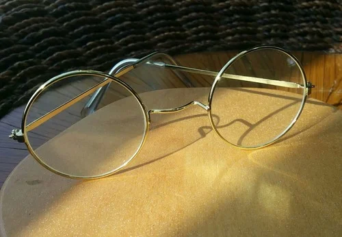 Round Frame Glasses Thin Gold Frame Fashion Costume Eyeglasses