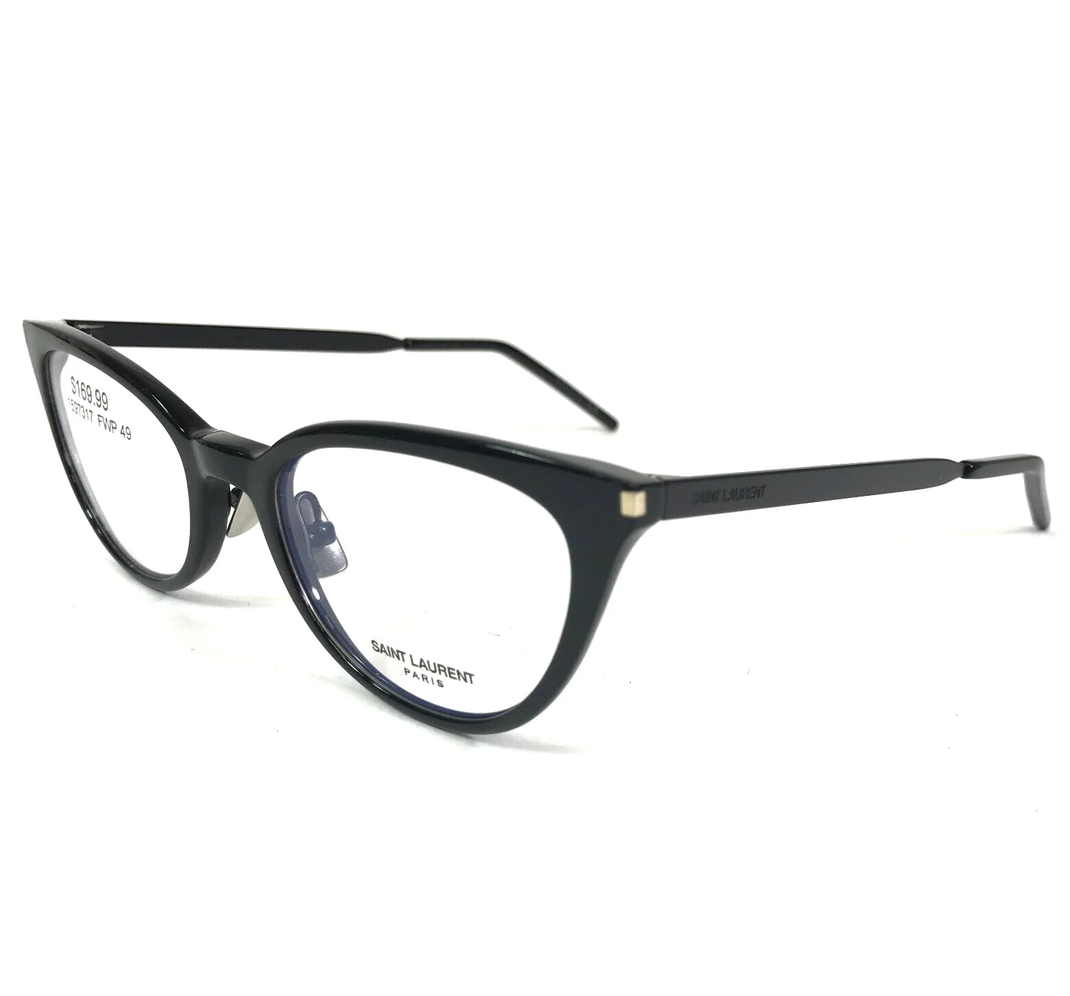 Saint Laurent Eyeglasses Frames SL264 001 Black Round Cat Eye Full Rim 49-20-145