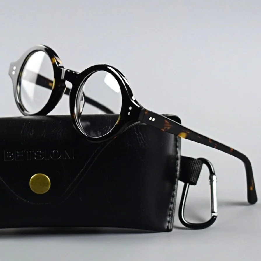 Thick Retro Round Acetate Eyeglasses Frame Men Women Full Rim Classic Glasses